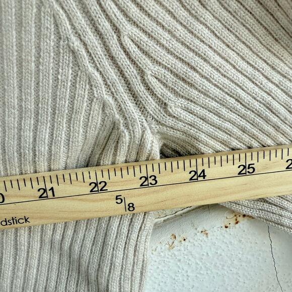 Kenneth Roberts Cardigan Sweater 100% Wool Ribbed Full Zip Mock Neck Beige Men L - Picture 7 of 7